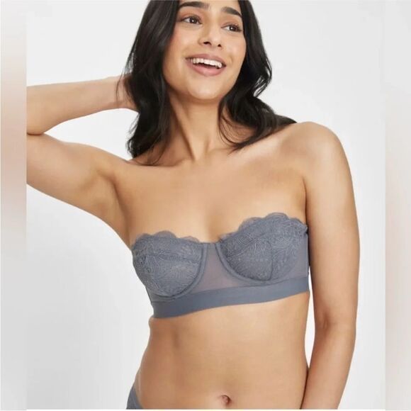 Lively Lace Strapless Convertible Bra Gray 34C - Picture 8 of 8